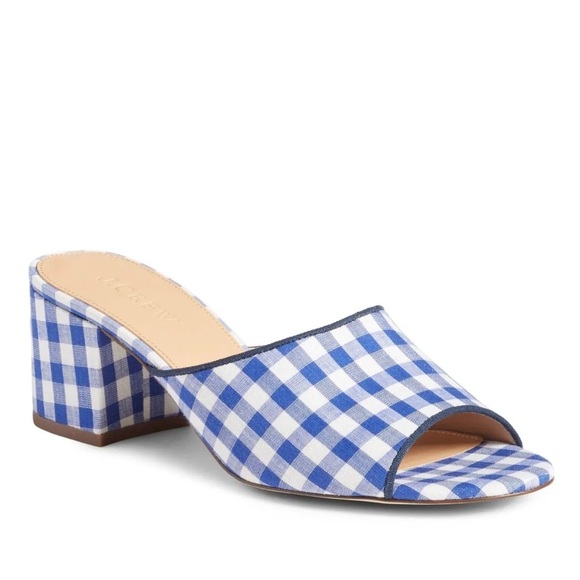 J. Crew All-Day Mules in Blue/White Gingham Size 8 - Picture 4 of 11